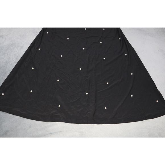 Roz & Ali Black Sleeveless Dress Women’s Pearl Embellished A-Line Tank Style L - Picture 4 of 9